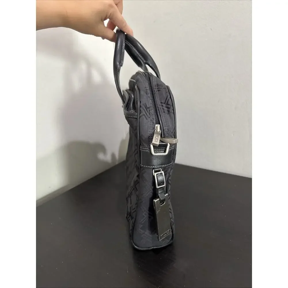 TUMI Black T Monogram Jacquard Nylon Canvas Laptop Briefcase Bag **MISSING STRAP
